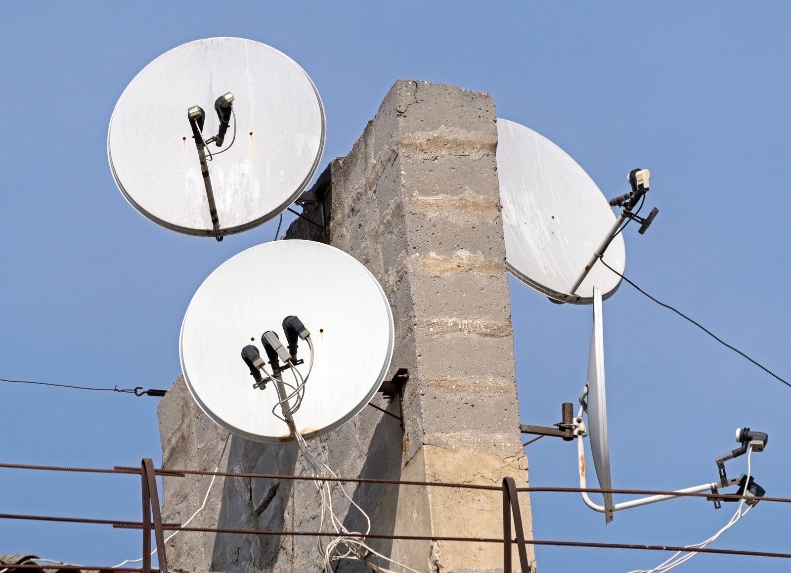 Array of satellite dishes for a communal DSTV system serving a multi-unit complex in Gauteng